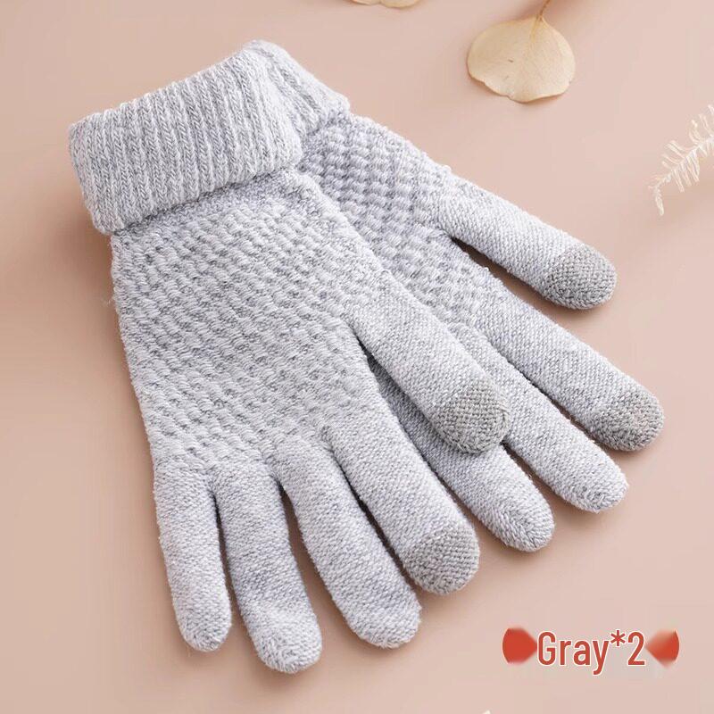 Plush Touchscreen Gloves: Warm, Thick Wool-Knit for Men & Women, Ideal for Autumn/Winter Cycling