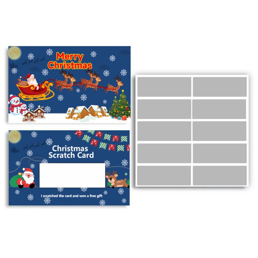 50Pcs/Set DIY Christmas Scratch Off Cards Cartoon Self-Scratchable Surprise Raffle Cards Creative Write‑In Party Gift Vouchers