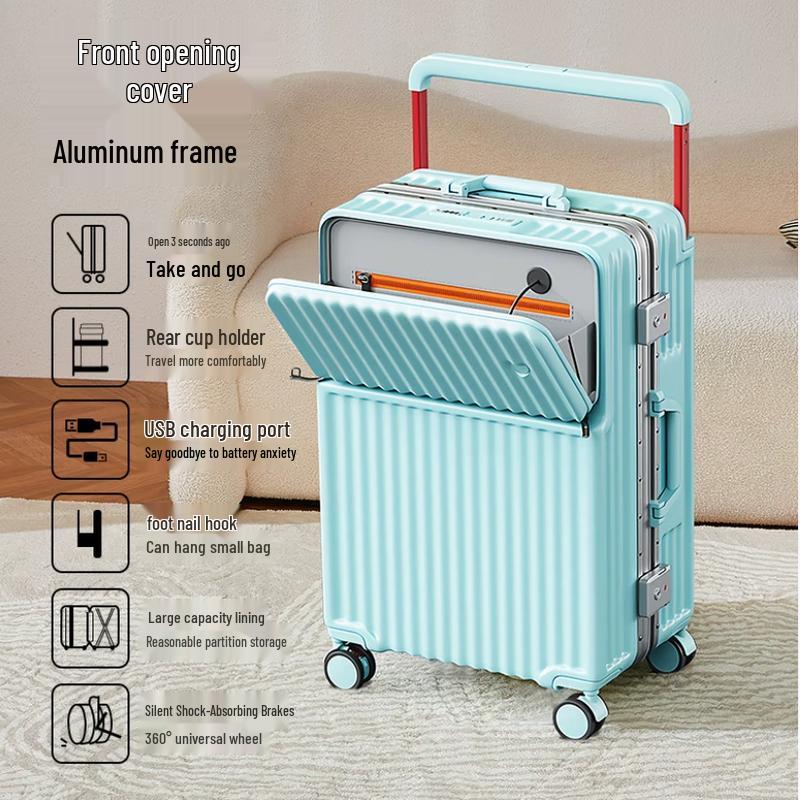 Premium Aluminum Frame Front-Opening Luggage 26 inch