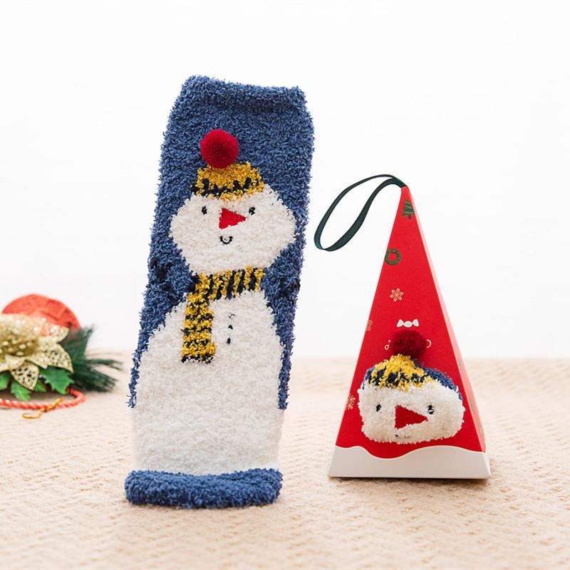 

Новые зимние утолщенные женские носки из кораллового флиса, рождественские подарочные носки на Хэллоуин, забавные рождественские носки с изображением лося, носки-тапочки One Size