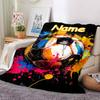 Custom Name Soccer Theme Printed Blanket - Perfect for Couch, Bed, Travel & Outdoor Use | Machine Washable, Cozy & Durable.