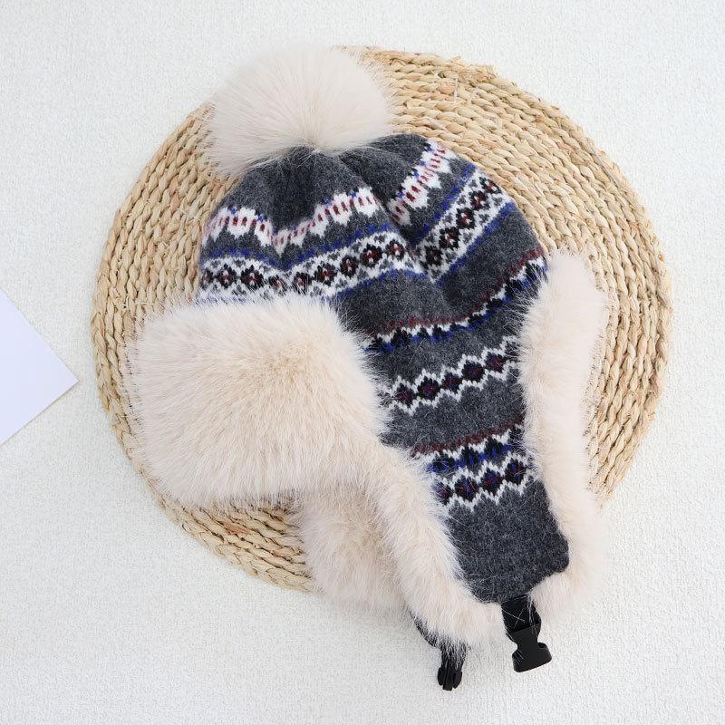 

Fashion Color Knitted Thermal Cap Women s Fleece Thickened Ear Protector Fleece Cap ONE SIZE