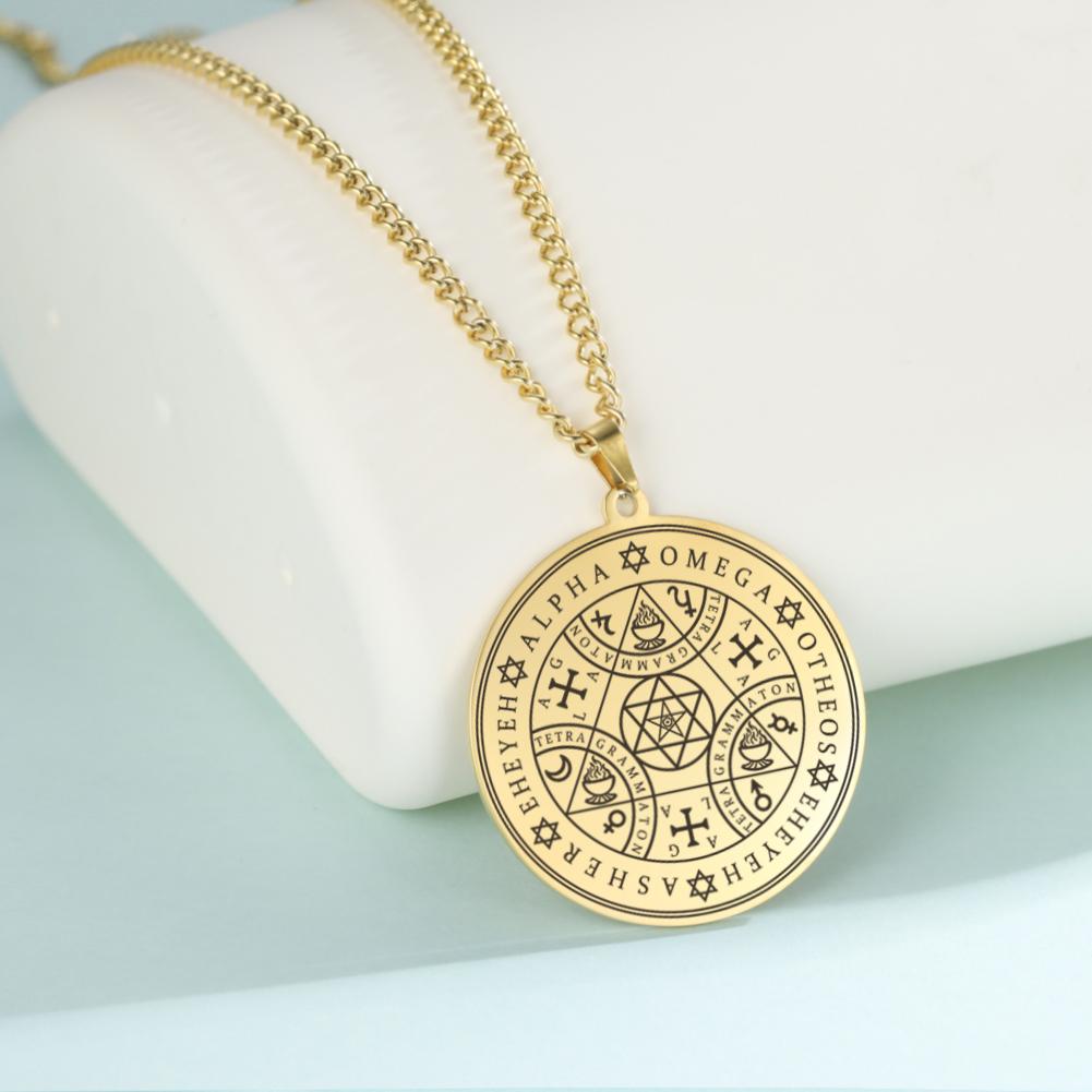 Tetragrammaton Amulet Pendant Necklace Enochian Angel Magic Amulet Alpha Otheos Eheyeh  AGLA Amulet Talisman Necklace Accessories