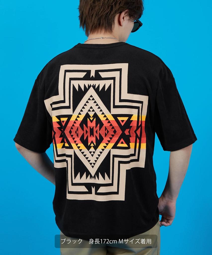 [IMPROVES] [SIDEWAYSTANCE] Native American Print Pile Short Sleeve T-Shirt