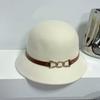 French romantic lady style hat women's autumn and winter small edge top hat belt buckle wool bucket hat showing washbasin hat