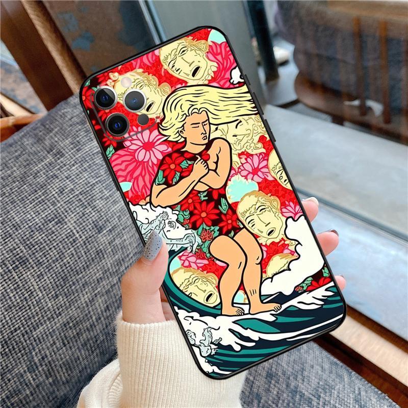 Japanese Surfers Phone Case For iPhone 16 15 13 12 11 14 Pro Max 12 13 mini XR 15 16 Plus 16e Cover Shell