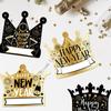 Q1FD Pack Of 6 New Year Crown Hat Thick Paperboard Comfortable Headwears Elegant 2026 Celebration Accessories