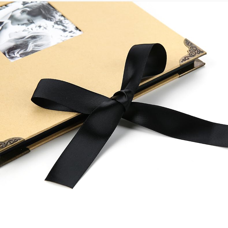 NASSIA Handmade Photo Album, Large Capacity, 40 Sheets, 80 Pages, A4 Size (Brown)