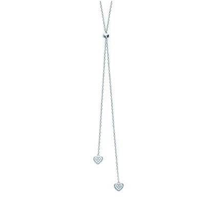 [N4007] - Silver Necklace 'Love' Silver White (rhodium-plated) - Hearts 8x8 Mm