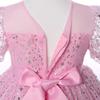 2025  Summer Dresses For Girls Kids Baby Ruffle Lace Pageant Party Wedding Sequin Sparkling Tulle Dress Short Sleeve Princess