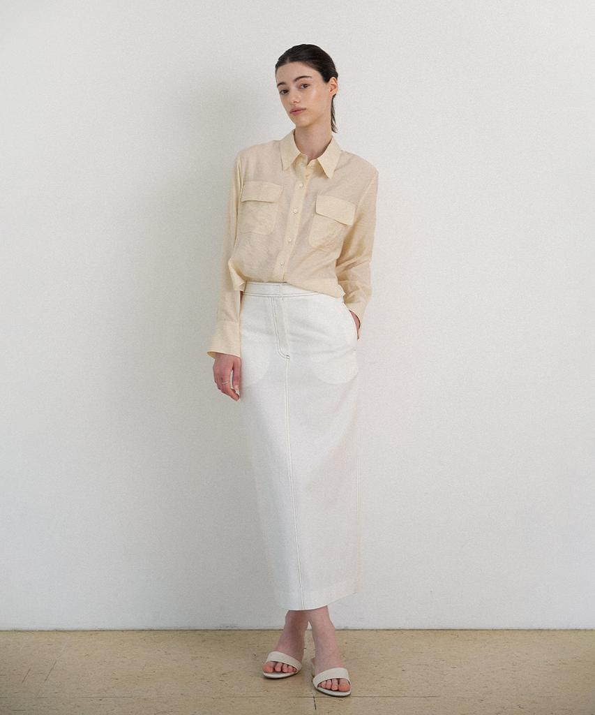 Biyul Minimal Stitch Cotton Long Skirt_2 Colors