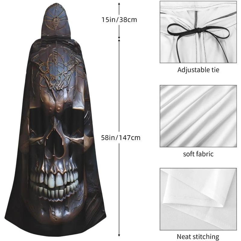 Skull Prints Hooded Cloak for Halloween, Role-playing, and Costume Parties - Comfortable and Durable