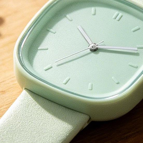 Square Student Watch Minimalist Analog Quartz Watch Faux Leather Band Simple Wristwatch for Teens Boys Girls