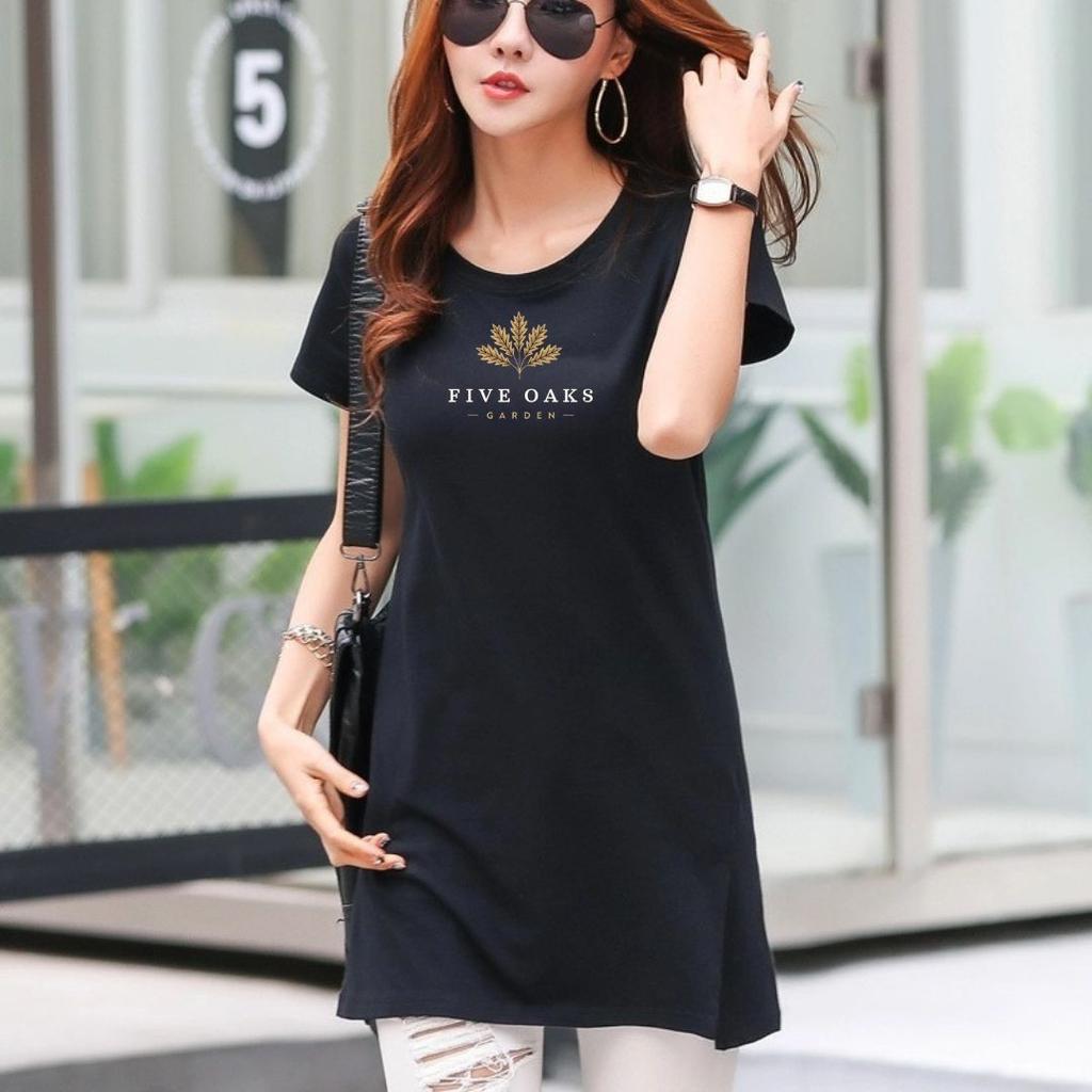 Nowa Bawełniana Koszulka, Krótki Rękaw, Średniej Długości, Z Nadrukiem, Biała Letnia Koszulka, Zakrywająca Brzuch i Biodra