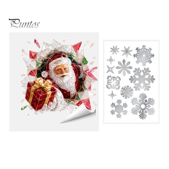 Living Room Christmas Accents 2Pcs Stained Glass Style Window Clings, Double?Sided Printed Xmas Static Indoor Outdoor Festive Signs Decals, Snowman