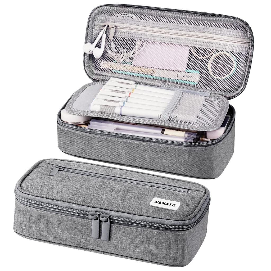 WEMATE Large Capacity Pencil Stylish Zippered Pen Powerful Organization and Gadget Storage Business for Elementary School High School and College