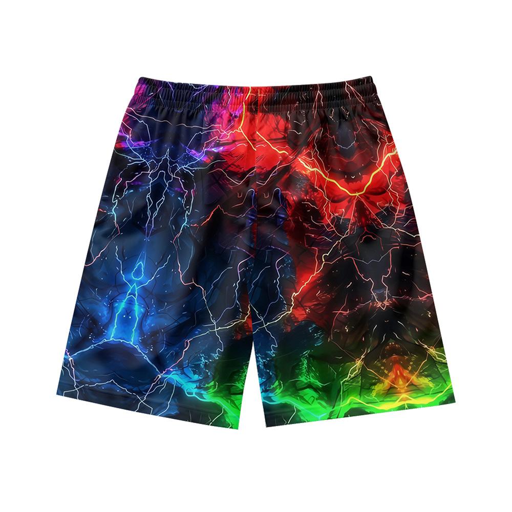European And American Dark Natural Lightning Element Men'S Casual Shorts Beach Pants