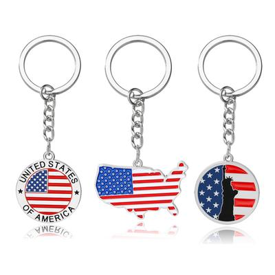1/4Pcs Keep America Great Again Keychain Cross Goddess Shape US Flag Pattern Metal Keyring for Political Enthusiasts