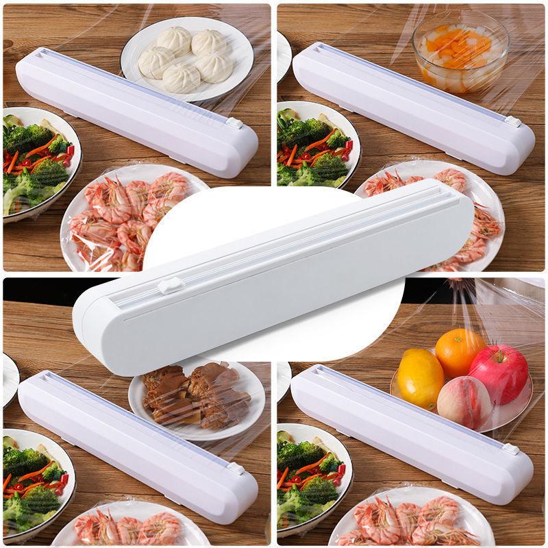 Adjustable Suction Cup Cling Film Cutter & Storage Divider for Kitchen