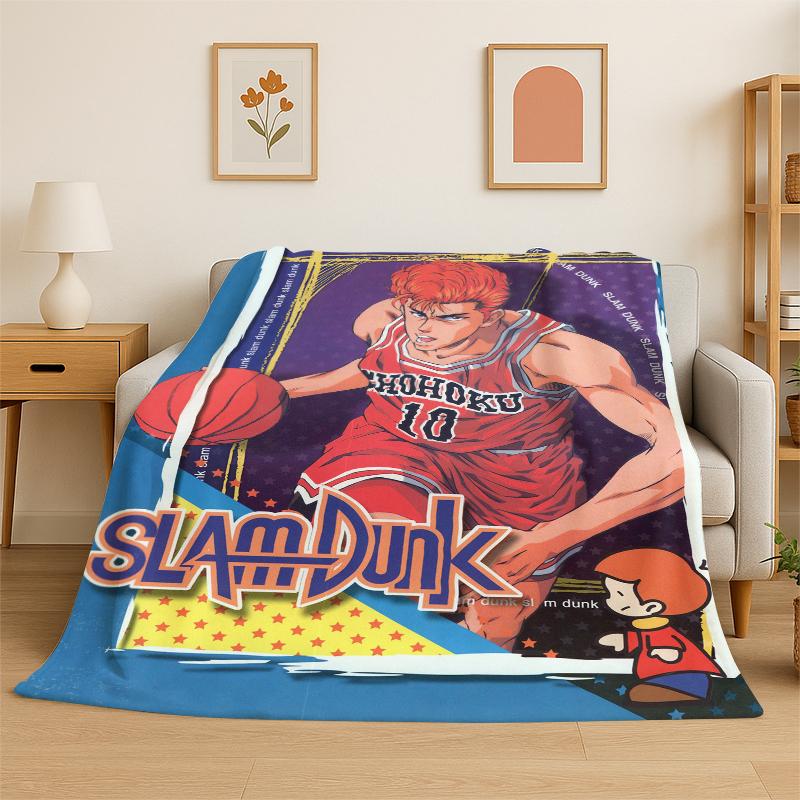 

Retro Slam Dunk Basketball Anime Cartoon Flannel Blanket Soft Warm Throw Blanket for Bedroom Living Room Bed Travel Picnic Gift 75x90cm