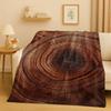 HD Retro Wood Grain Tree Growth Ring Brown Gray Flannel Blanket,Ultra Soft Plush Throw for Home Bedroom Bed Sofa Cover Gift Kid