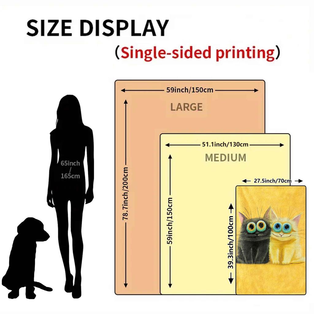 Cartoon pattern of two cats Flannel printed blanket suitable for all seasons suitable for living room office sofa and travel
