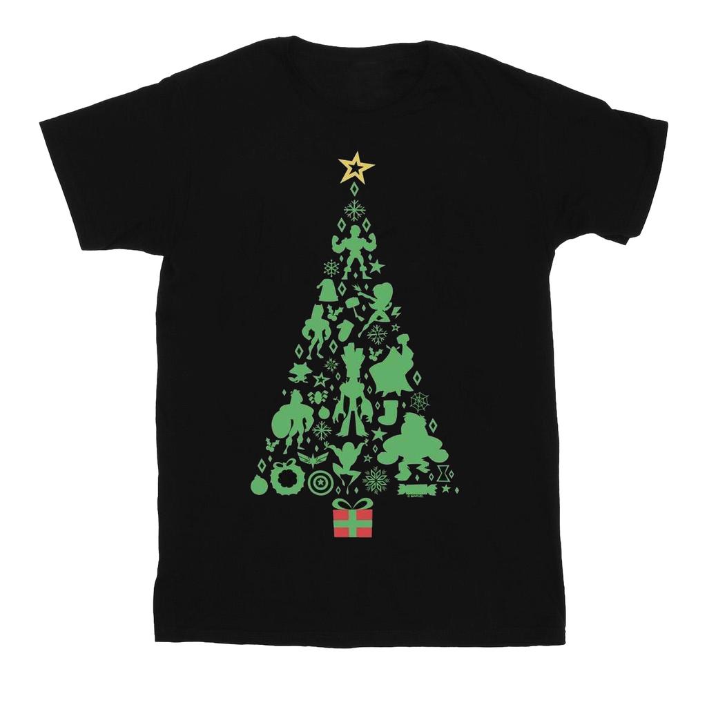 Marvel Mens Avengers Christmas Tree T-Shirt