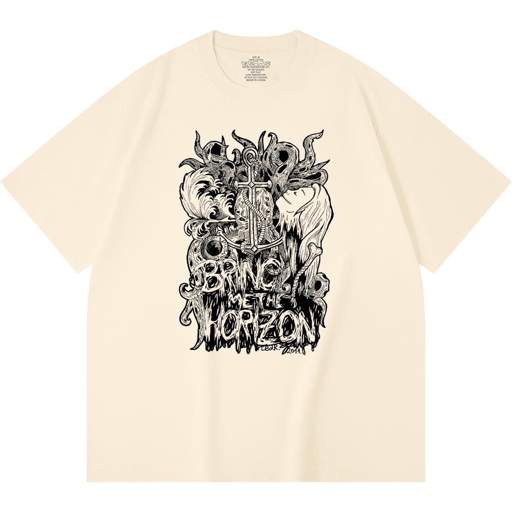 230 Gsm 100% Cotton Heavy Metal T-Shirt Rock Band Popular Music Print Unisex Heavy Cotton T Shirt