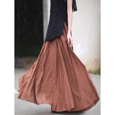 New Women's Summer Zen Big Swing Skirt Tencel High Waist Thin Long Skirt Color