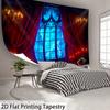 2D Dark Storm Night Tapestry Gothic Window Lightning Wall Background Cloth