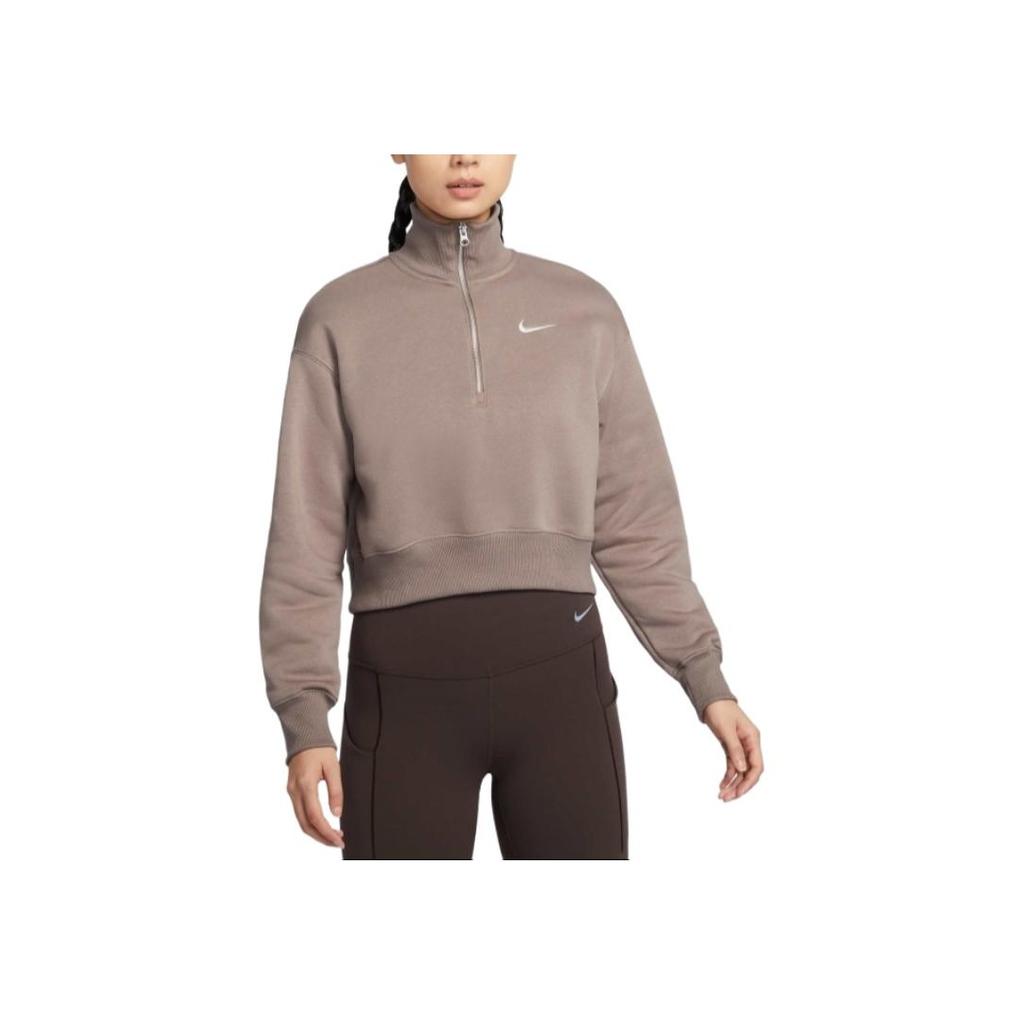 New Nike Phoenix Cropped Half Zipped Sweatshirt DQ5768-233