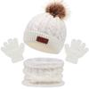 3Pcs Pompom Baby Hat Scarf Gloves Set Solid Color Bonnet Gloves Kits New Knitted Hats Scarfs