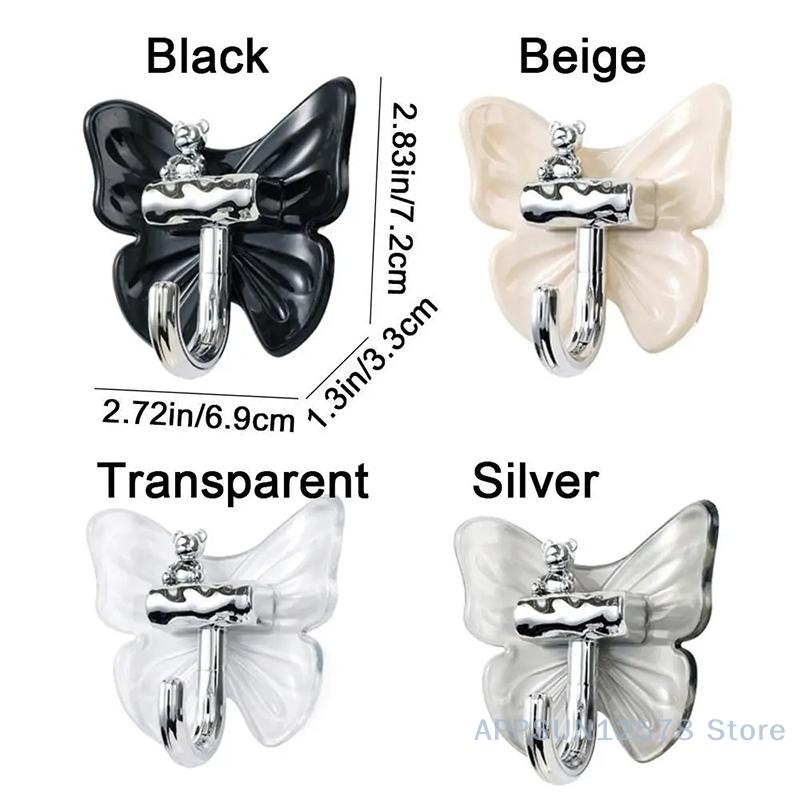 8 Pcs Plastic Butterfly Wall Hooks Wall Mounted Self Adhesive Butterfly Storage Hanger Moisture-proof Decorative Key Holder