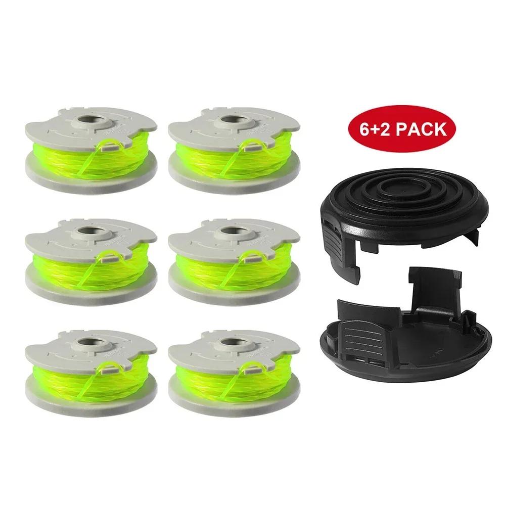 6pcs For WORX WA0014 Spool Line For WG168 WG184 WG190 WG191 String Trimmer With 2pcs Cap String Trimmer Parts Accessories