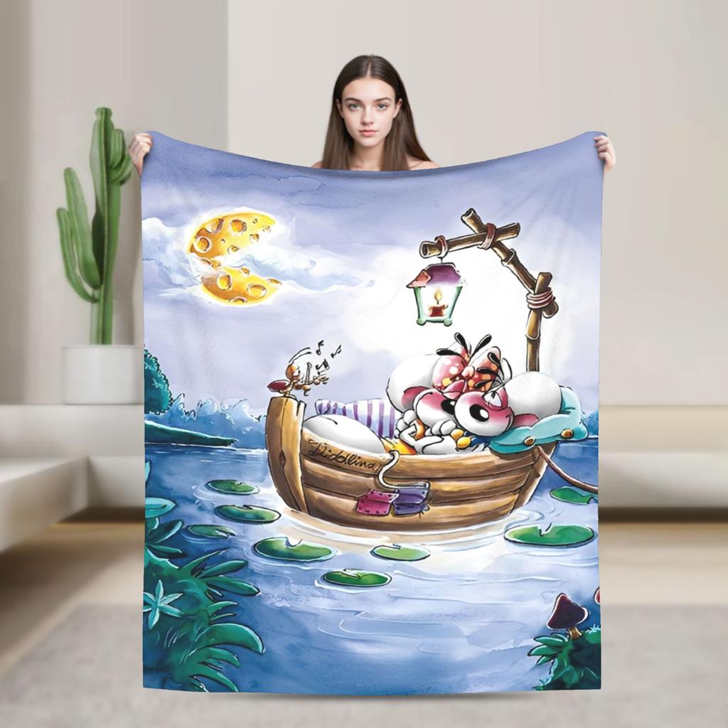 Funny Cartoon D-Diddls Knitted Blankets Coral Fleece Plush Diddl Warm Throw Blankets for Bedroom Sofa Bed Rug