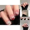 Chestnut Red Handmade Gel Nail Stickers Cherry Color Nail Patch Short French Heart Nail Art