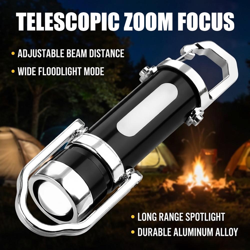 Mini Portachiavi EDC Multifunzionale Torcia Lavoro COB Portatile Ricaricabile Luce di Emergenza Adatta per Camminare Escursionismo e Uso Interno