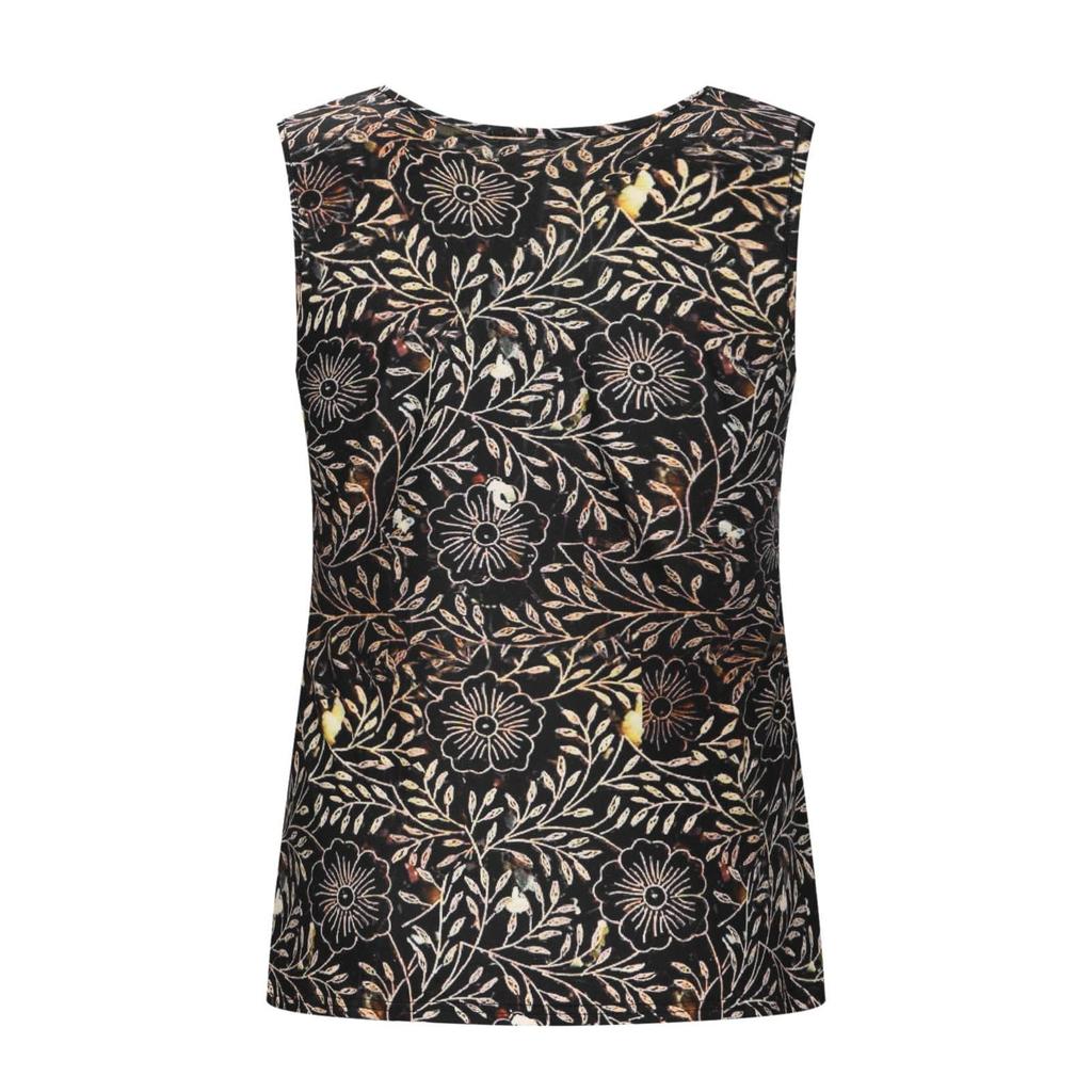 Ladies Sleeveless V Neck Print Tank T-Shirt Summer Tops Blouses For Women