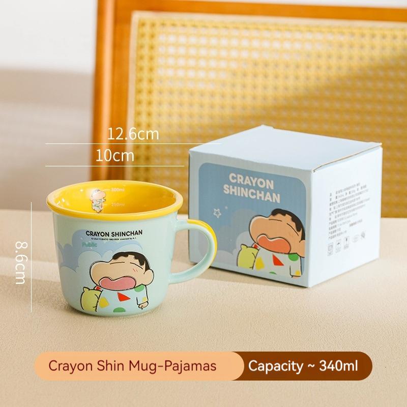 Crayon Shin Chan Mok Mokerk Co-Branded Anime Melkschaalbeker 340ml Schattige Cartoon Ontbijt Keramische Mok Waterbeker Kindercadeau