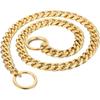Chain Dog Collar 18K Gold Cuban Link Dog Chain Chain Collar Metal Stainless Steel Heavy Duty Slip Dog Collars for Small, Medium, and Large Dogs(15MM,