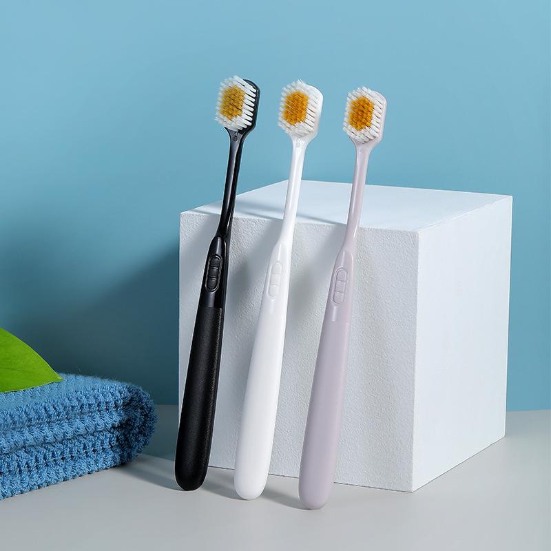 RAOYI Japanese Soft Bristle Toothbrush 3-Pack, Wide Head for Adults