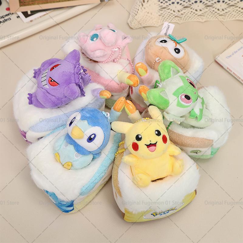 32 Styles Original Pokemon Plush Keychain Pikachu Bulbasaur Gengar Mimikyu Plusle Minun Kawaii Backpack Pendant Keyring Present