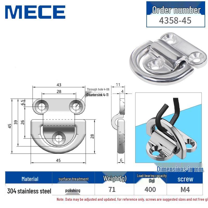 Heavy Duty D-Ring Truck Bed Tie-Down Hook with Triangle Latch