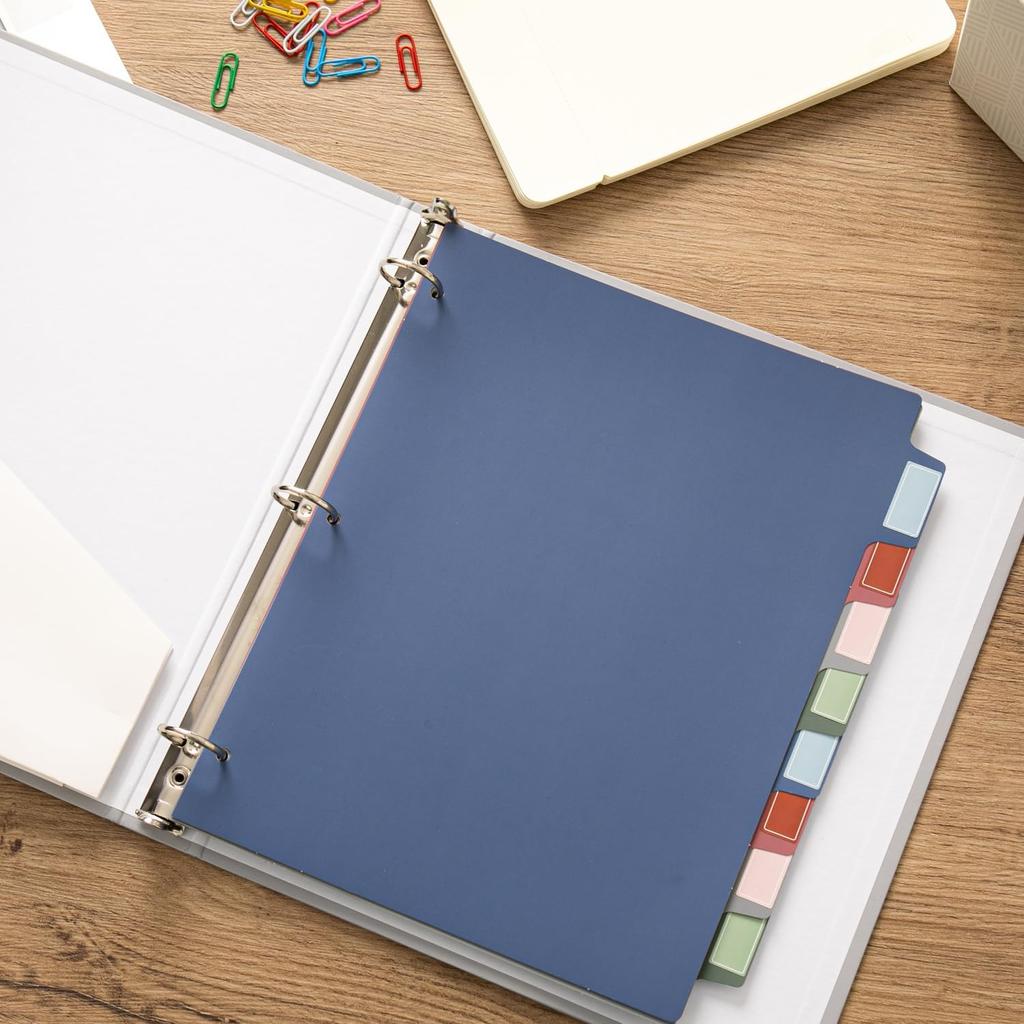 Y YOMA Colored 3 Ring Binder Dividers with Tabs Letter Size Paper Binder Tabs Page Dividers Cute Decorative Binder Index Dividers for Office School