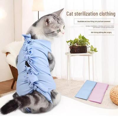 Indumento di recupero sterilizzazione traspirante, elastico, anti-morso e anti-leccamento per gatte.