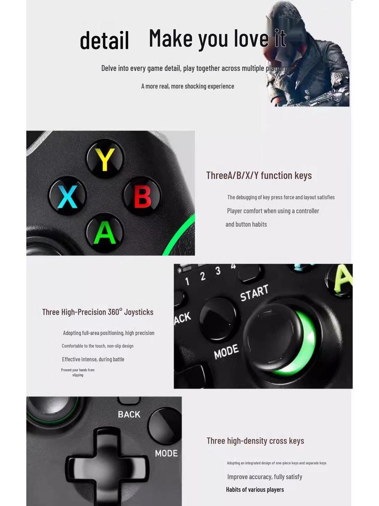 2.4G Wireless Dual Vibration Game Controller for PC/TV - Steam-Compatible Black Myth Wukong Edition