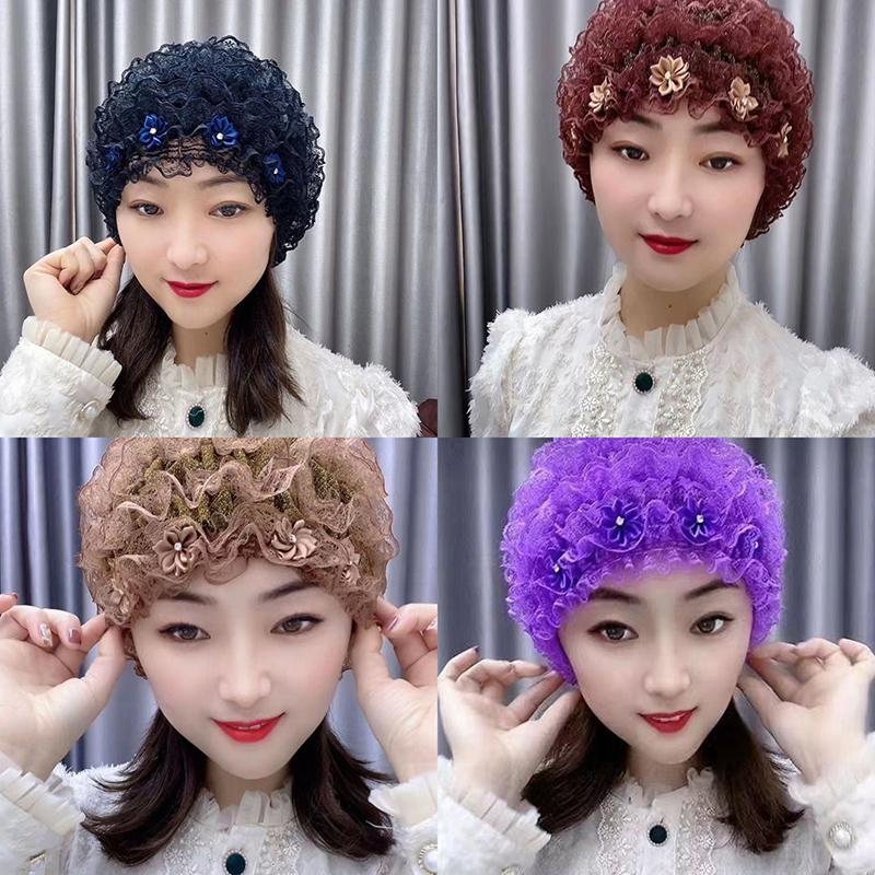 Summer Breathable Lace Turban Cap For Women Hair Cover Hat Head Wraps Bonnet Muslim Hat Headscarf Elastic Full Cover Headwear