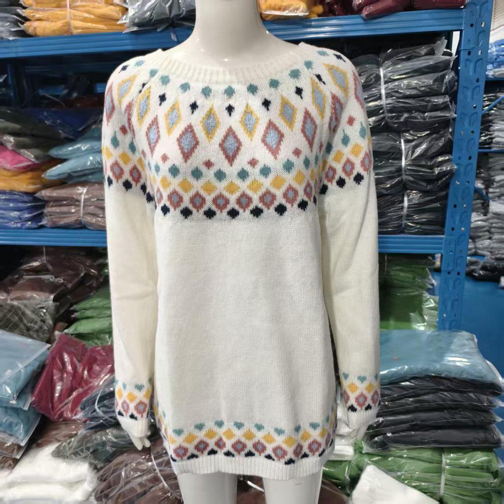 Women's New Color-Block Round Neck Fashion Sweater