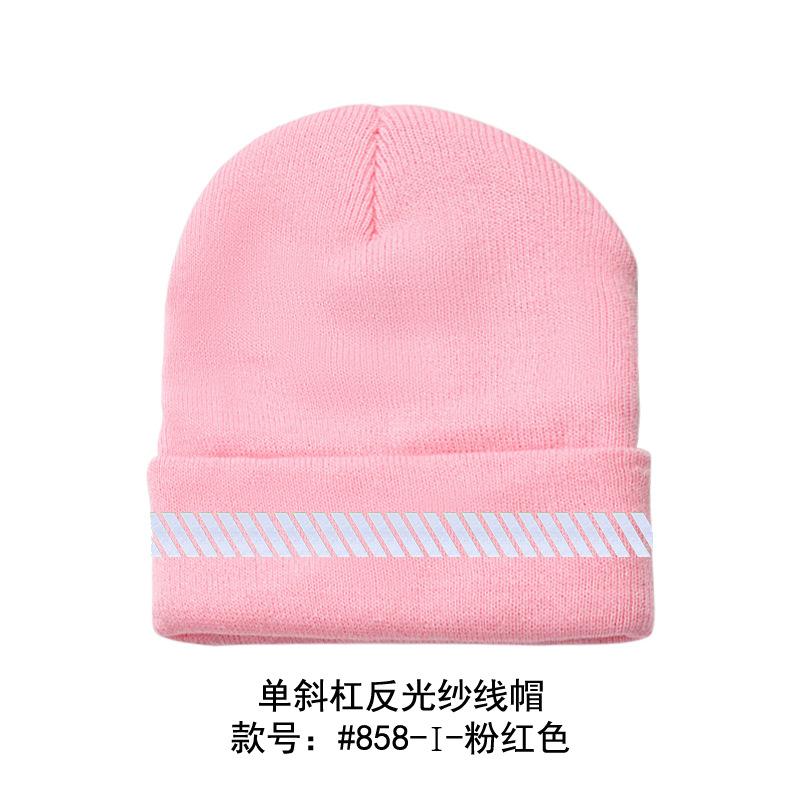 High Visibility Safety Beanie Reflective Knit Ribbed Hats Warm Winter Bonnets for Night Running Hiking Cycling