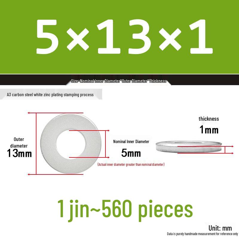 Extra Thick Galvanized Iron Flat Washer, Round, M3-M62
